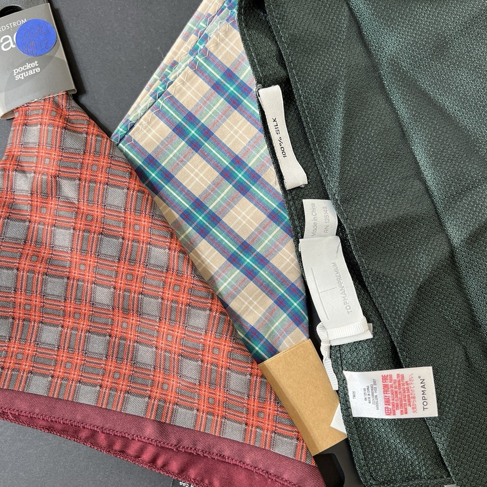 Pocket Squares Men Lot Of 3 One Size Preppy Multicolor‎ Business Formal NWT